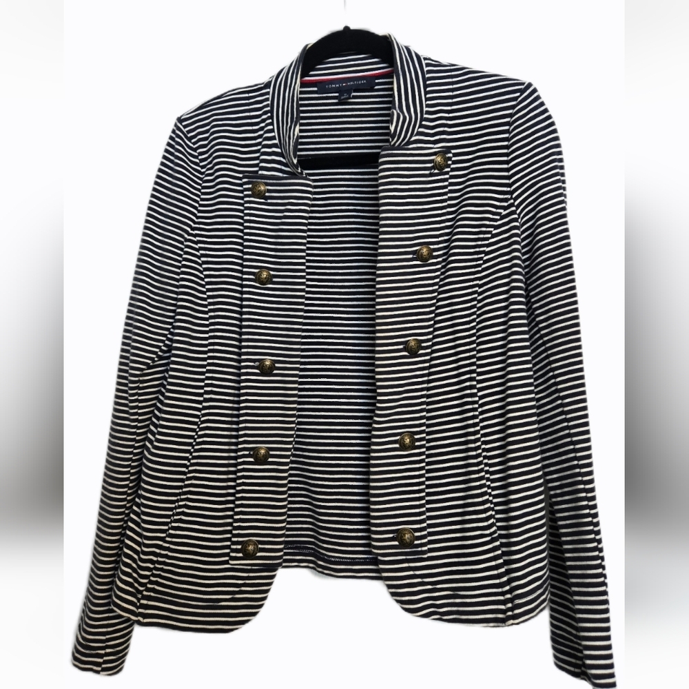 Tommy Hilfiger Black and White Striped Blazer